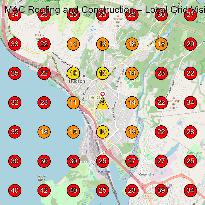 MAC Roofing and Construction GeoGrid visibility map for Dry Wall Contractor in Croton-On-Hudson